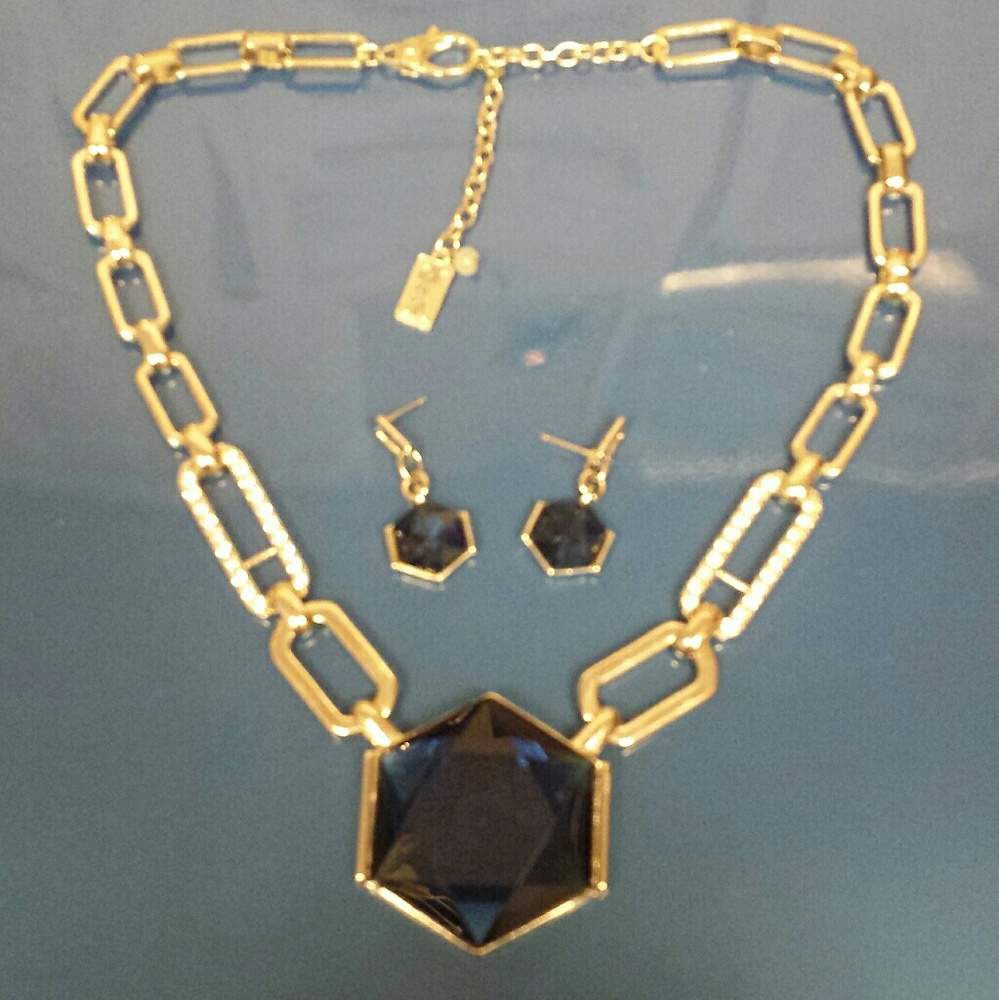 Kenneth Cole Blue Crystal Necklace & Earrings